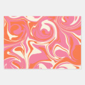 Feuille De Papier Cadeau Déversement - rose, orange et crème (Devant 3)