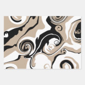 Feuille De Papier Cadeau Déversement - Taupe, noir et blanc (Devant 3)