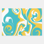 Feuille De Papier Cadeau Déversement - Turquoise et Jaune (Devant)