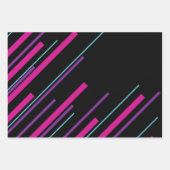 Feuille De Papier Cadeau Diagonales - rose, violet, bleu et noir (Devant)
