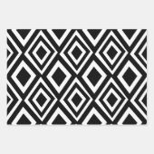 Feuille De Papier Cadeau Diamant noir et blanc géométrique (Devant 3)