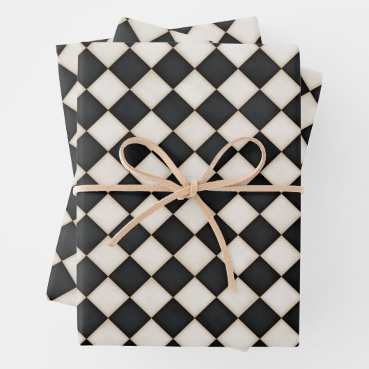 Feuille De Papier Cadeau Diamants blancs noirs et antiquités (En situation)