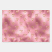 Feuille De Papier Cadeau Diamants de Parties scintillant rose or (Devant)
