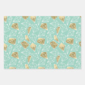 Feuille De Papier Cadeau Diamants d'or rose Chic Anniversaire (Devant 3)