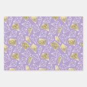 Feuille De Papier Cadeau Diamants d'or rose Chic Anniversaire (Devant 2)