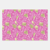 Feuille De Papier Cadeau Diamants d'or rose Chic Anniversaire (Devant)