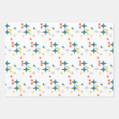 Feuille De Papier Cadeau Diamants du milieu du siècle Starbursts Turquoise (Devant 2)