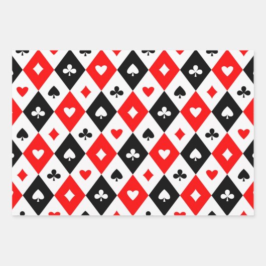 Feuille De Papier Cadeau Diamonds Coeurs Pique Clubs Jouer Cartes Motif (Devant 3)