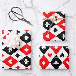 Feuille De Papier Cadeau Diamonds Coeurs Pique Clubs Jouer Cartes Motif