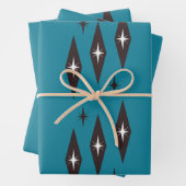 Feuille De Papier Cadeau Diamonds Motif atomique des années 50 (En situation)