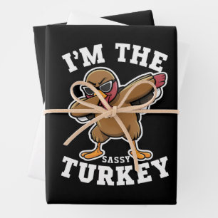 Feuille De Papier Cadeau Dinde impertinente assortie à la fête de Thanksgiv
