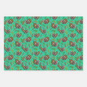 Feuille De Papier Cadeau Dindon Dans Le Motif De La Forêt (Devant 2)