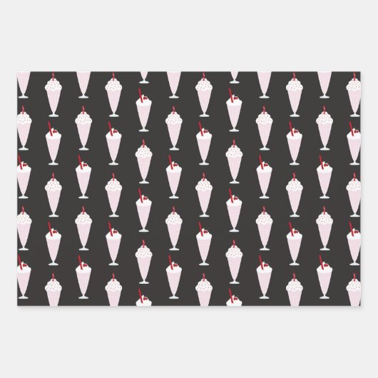 Feuille De Papier Cadeau Diner Black Red Trio 1950 (Devant)