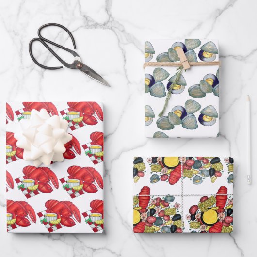 Feuille De Papier Cadeau Dîner de fruits de mer au homard Clambake New Engl (Recto)