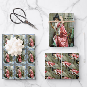 Feuille De Papier Cadeau Dîner de Noël Vacances victoriennes