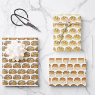 Feuille De Papier Cadeau Dîner Poulet Boulangerie Boulangerie Pumpernickel