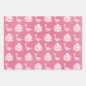 Feuille De Papier Cadeau Dinos Bébé Rose (Devant 2)