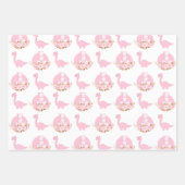 Feuille De Papier Cadeau Dinos Bébé Rose (Devant)
