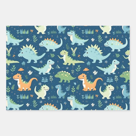 Feuille De Papier Cadeau Dinosaur bébé (Devant)