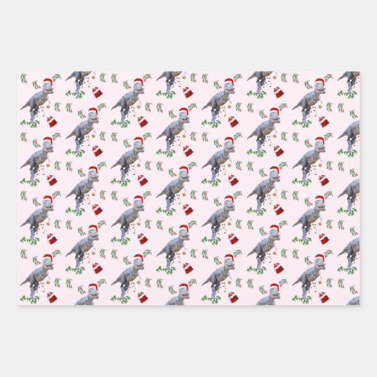 Feuille De Papier Cadeau Dinosaur Christmas Wrapping Paper Sheets  (Devant 3)