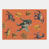 Feuille De Papier Cadeau Dinosaur fête d'anniversaire (Devant)