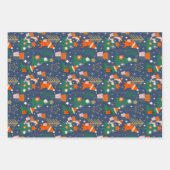 Feuille De Papier Cadeau Dinosaur Noël Party Blue (Devant)