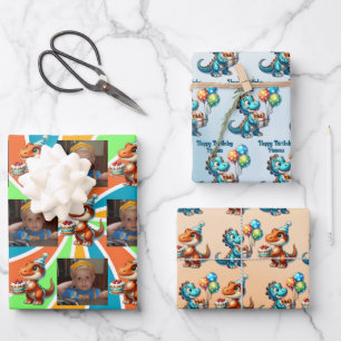 Feuille De Papier Cadeau Dinosaur T-rex thème Anniversaire personnalisé