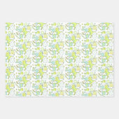Feuille De Papier Cadeau Dinosaure Bleu Et Vert (Devant)