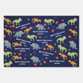 Feuille De Papier Cadeau Dinosaure Cute personnalisée Père Noël Joyeux Noël (Devant 3)