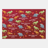 Feuille De Papier Cadeau Dinosaure Cute personnalisée Père Noël Joyeux Noël (Devant)