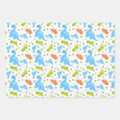 Feuille De Papier Cadeau Dinosaure de coordination verte, orange, bleu (Devant)