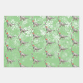 Feuille De Papier Cadeau Dinosaure de Noël Amusement Aquarelle (Devant 2)