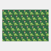 Feuille De Papier Cadeau Dinosaure de Noël pour les petits Père Noël Green (Devant)