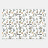 Feuille De Papier Cadeau Dinosaure Dinosaure bleu vert Nom du garçon (Devant)