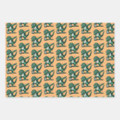 Feuille De Papier Cadeau Dinosaure Vert (Devant 3)