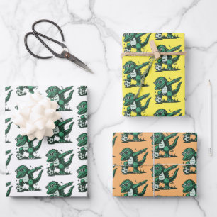 Feuille De Papier Cadeau Dinosaure Vert
