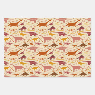 Feuille De Papier Cadeau Dinosaures, 3 couleurs dans les strata-herbivores