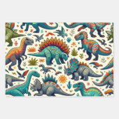 Feuille De Papier Cadeau Dinosaures colorés (Devant 2)