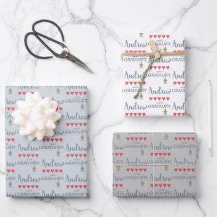 Feuille De Papier Cadeau Diplômé de 5 coeurs