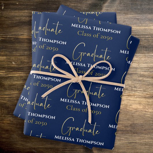 Feuille De Papier Cadeau Diplômé Grad Or Calligraphie Script Moderne