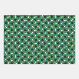 Feuille De Papier Cadeau Diplômes de casquettes vertes Motifs de remise de 