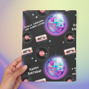 Feuille De Papier Cadeau Discothèque d'anniversaire des années 1960 personn