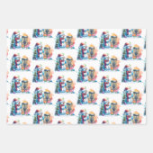 Feuille De Papier Cadeau Disque Golf Thématique Noël (Devant)