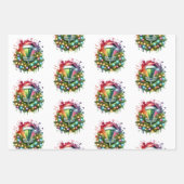 Feuille De Papier Cadeau Disque Golf Thématique Noël (Devant 2)