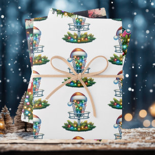 Feuille De Papier Cadeau Disque Golf Thématique Noël