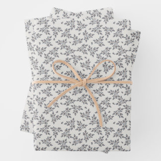 Feuille De Papier Cadeau Ditsy Florals in Grey