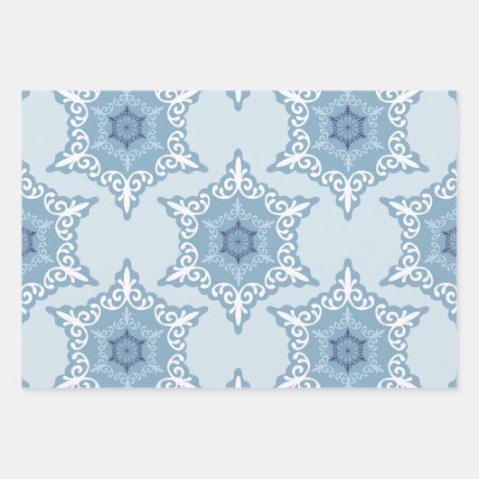 Feuille De Papier Cadeau Ditsy Snowflake pattern backgrounds textures (Devant)