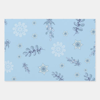 Feuille De Papier Cadeau Ditsy Snowflake pattern backgrounds textures