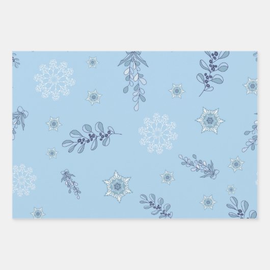 Feuille De Papier Cadeau Ditsy Snowflake pattern backgrounds textures (Devant 2)