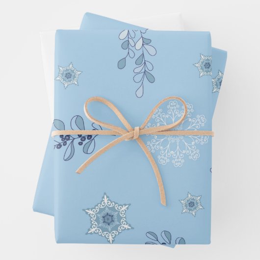 Feuille De Papier Cadeau Ditsy Snowflake pattern backgrounds textures (En situation)